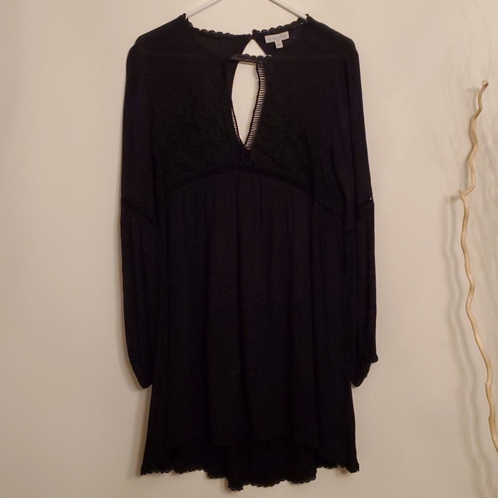 Black Long Sleeve Mini Dress